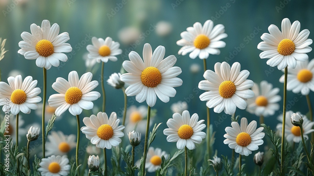 Fototapeta premium daisies on solid background