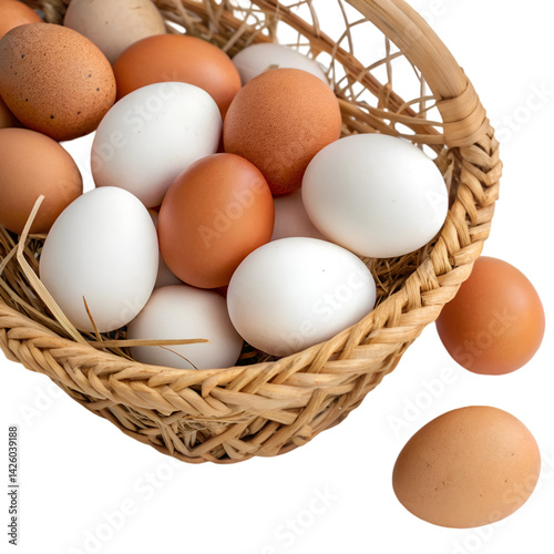Wallpaper Mural Chicken eggs in basket isolated on transparent background Torontodigital.ca