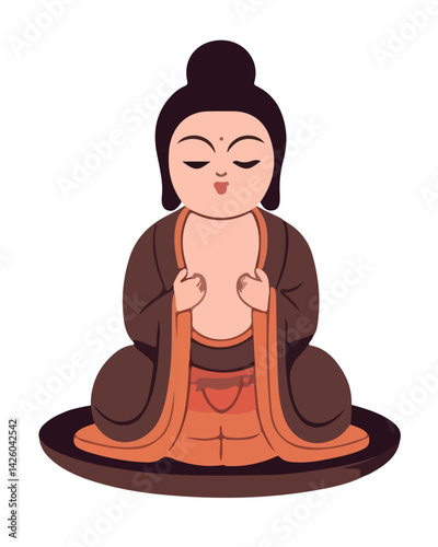 Vector isolated illustration of Buddha on white background. Buddha's birthday.