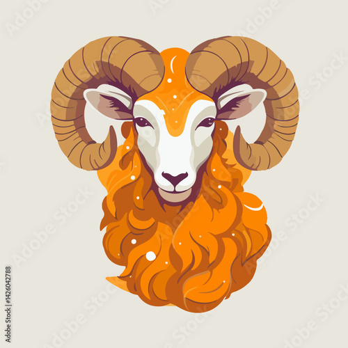 Vector isolated illustration of zodiac sign Aries. Astrological forecast of zodiac sign.