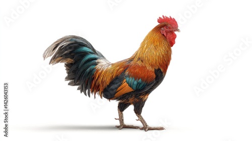 Wallpaper Mural Realistic photograph  colorful rooster against a solid, stark white background Torontodigital.ca