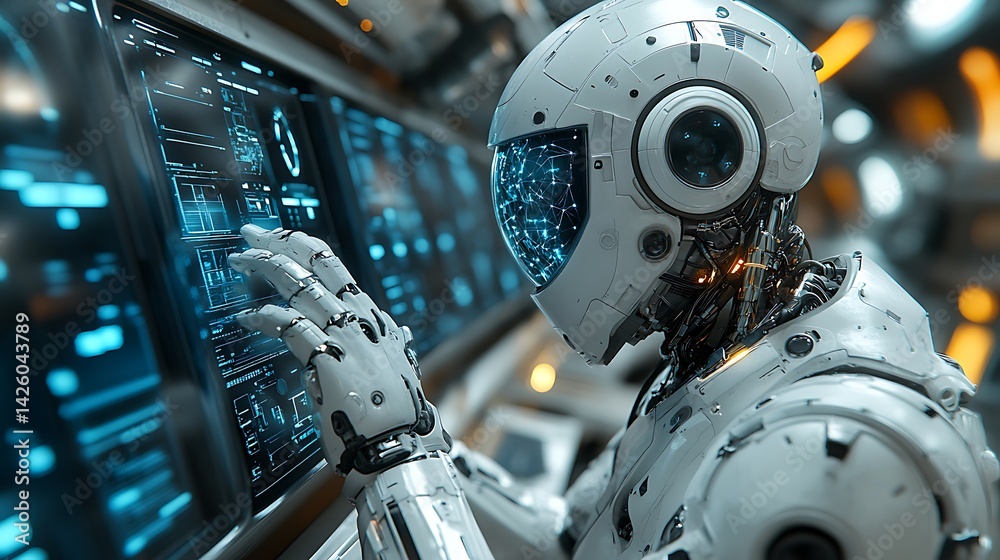 Fototapeta premium Hightech android operating data panel images