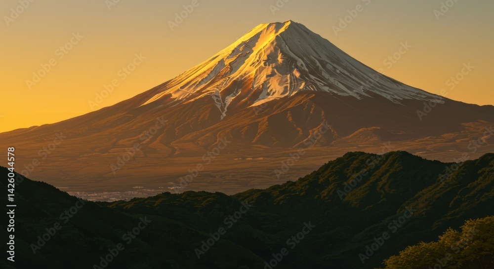 Fototapeta premium Snowy Mountain at Sunset