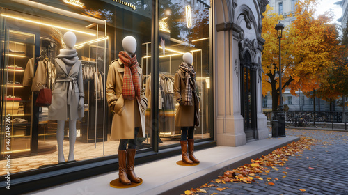 ヨーロッパの秋冬ファッションショーウィンドウ