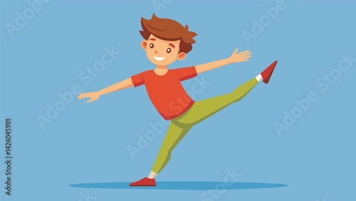 A young boy exeing a series of intricate footwork impressing the audience with his agility and grace.. Vector illustration
