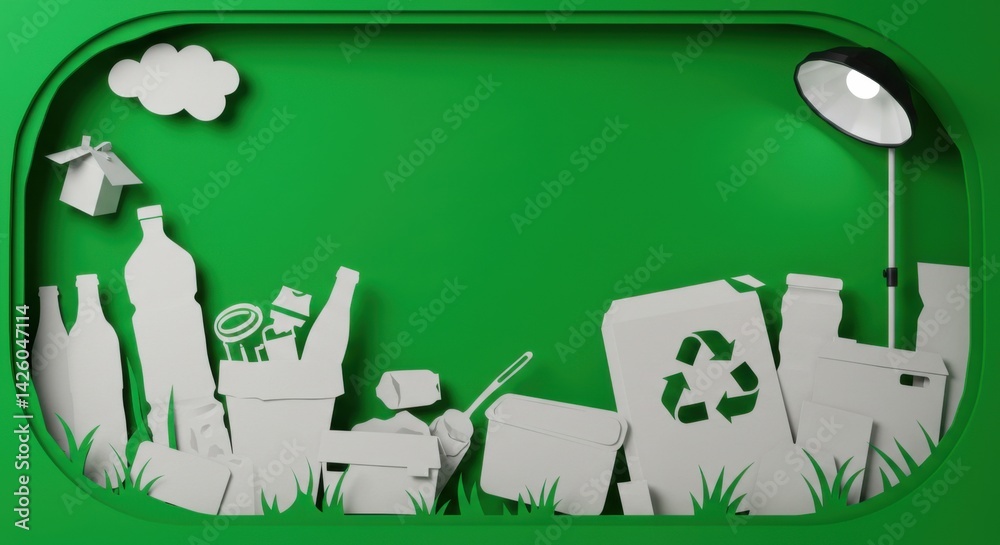 Fototapeta premium Recycling Concept with Paper Elements