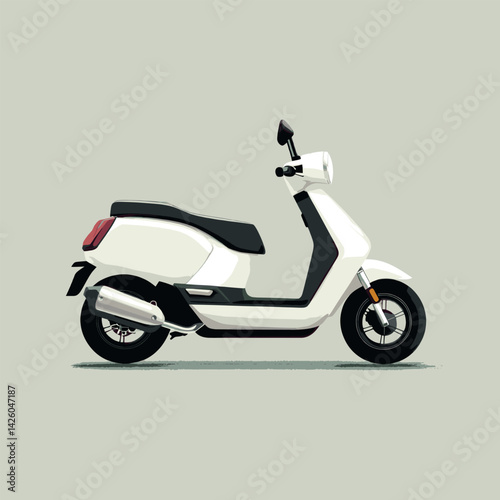 White electric scooter side view on light background