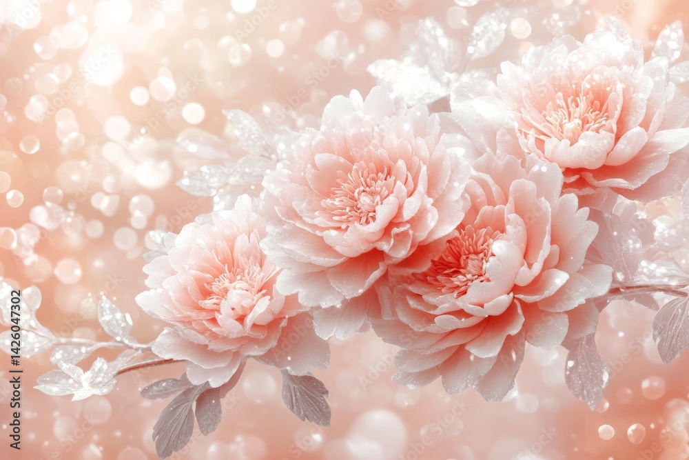 Elegant pink peonies with sparkling background create a dreamy atmosphere in this beautiful floral arrangement Elegant pink peonies with sparkling background create a dreamy atmosphere in this beautiful floral arrangement