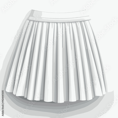Elegant white pleated skirt with stitching detail