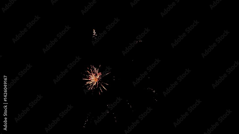 Festive fireworks in the Black sky slow motion