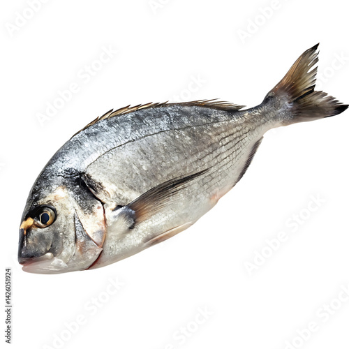 bream Fish in transparent background.Freshwater fish from the sea a detailed view of a whole gilthead bream photo