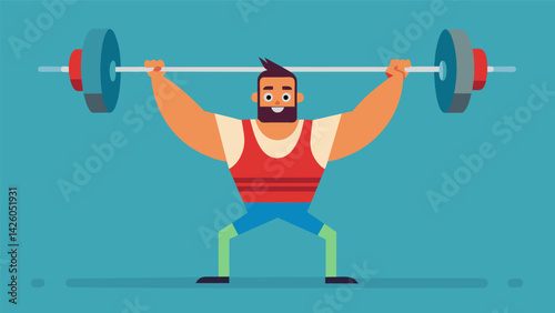 Despite the weight the weightlifter emerges victorious lifting the barbell with ease and proving their strength to all who doubted.. Vector illustration