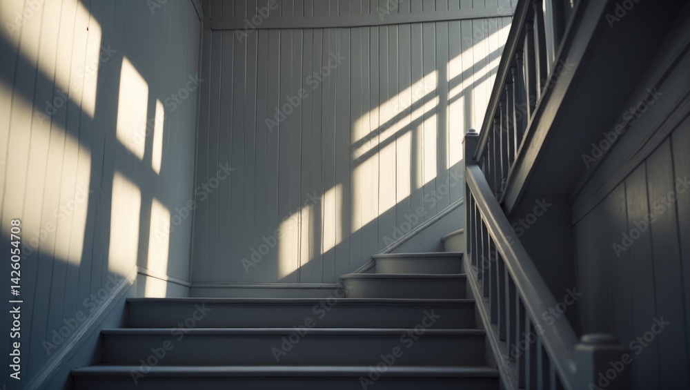 Obraz premium City apartment featuring vintage beadboard walls and sunlight