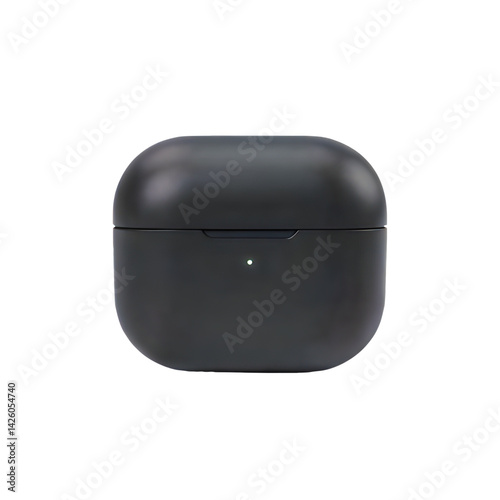 Sleek black wireless charging case minimalist design on transparent background