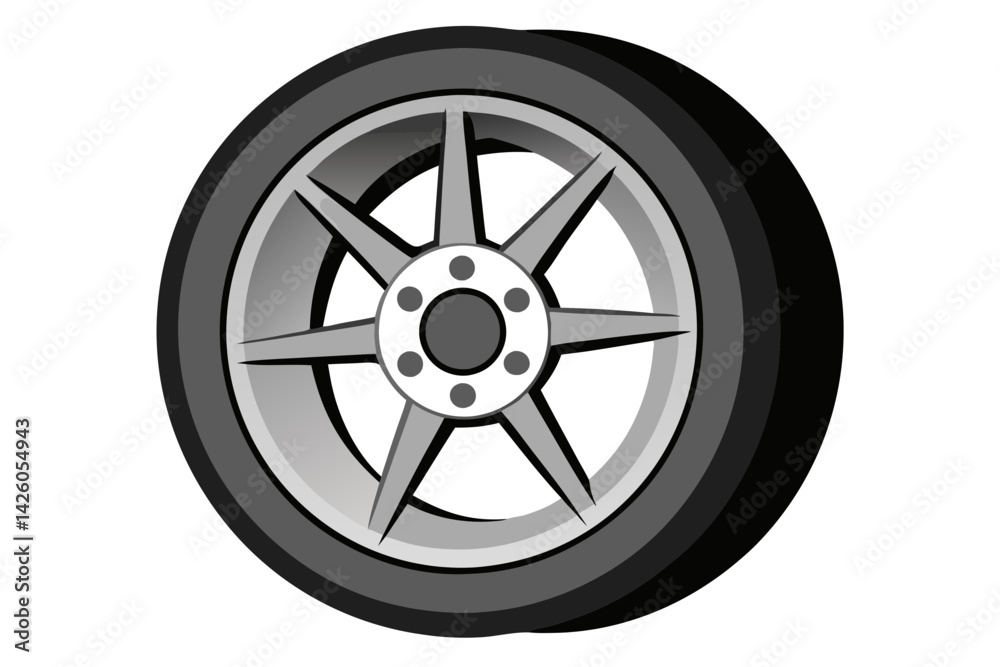 Fototapeta premium Modern Car Wheel Illustration Vector