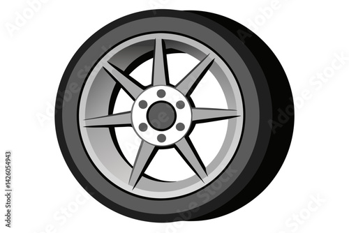 Modern Car Wheel Illustration Vector