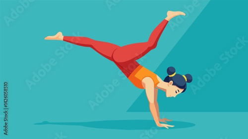 A gymnast completing a series of backflips on the floor her movements controlled and graceful.. Vector illustration