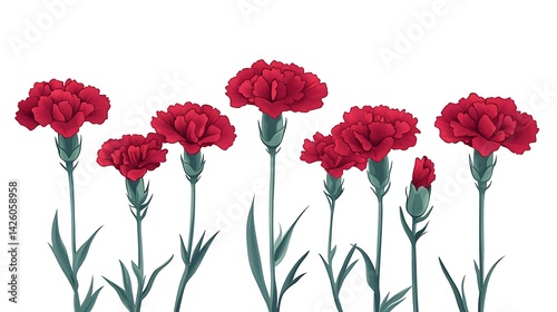 Red Carnations Floral Border.