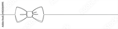 Bow tie continuous one line drawing. Ribbon knot symbol. Vector illustration.