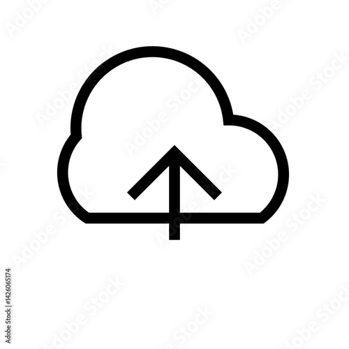 Cloud upload icon in minimalist black outline style