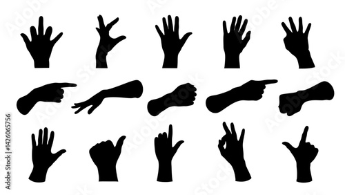 set of hand silhouette vector on white background