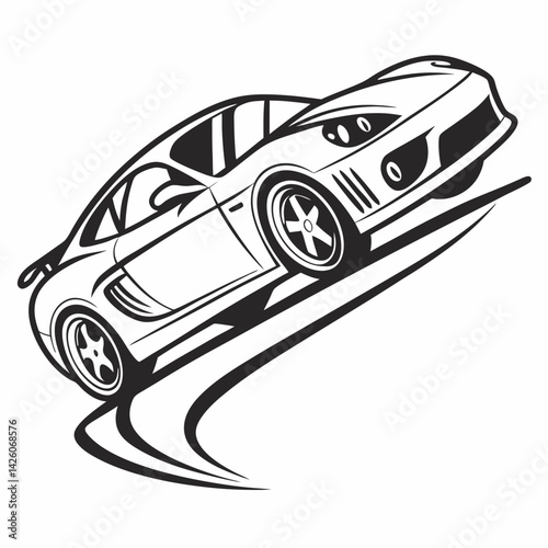 Sports car in dynamic motion illustration