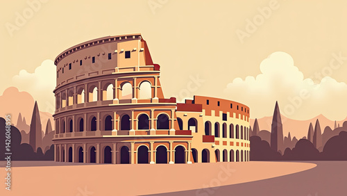 Illustration of iconic Coliseum of Rome