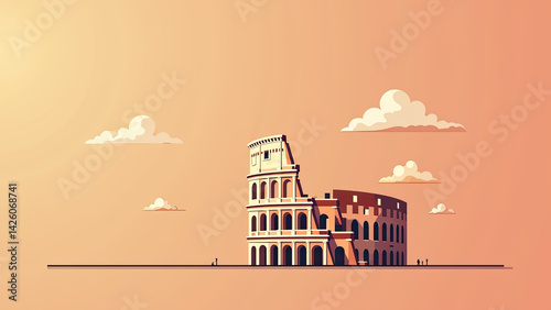Illustration of iconic Coliseum of Rome