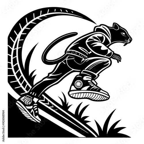 rider performing jump in graphic style