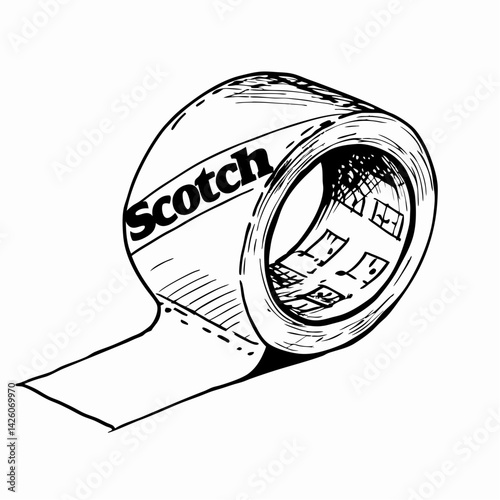 Scotch tape roll displaying brand logo and partially unrolled, white background emphasizing utility and organization in everyday tasks.