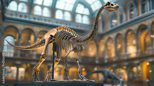 Obraz na płótnie 草食竜の化石の展示イメージ01 w salonie