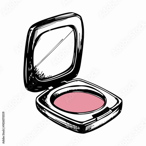 Stylish blush compact featuring beautiful pink shade against a minimalist background, representing beauty and self-expression in cosmetics.