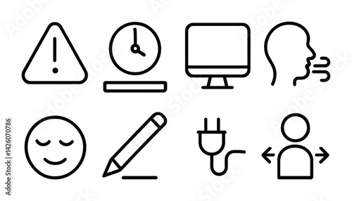 Essential alert and communication icons set - linear style for apps and websites