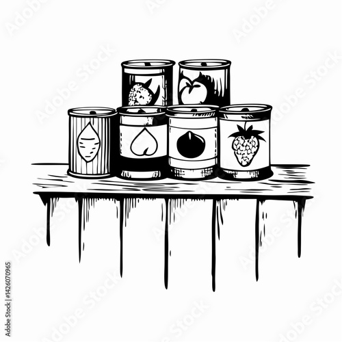 Canned Fruits Displaying Vintage Style on a Wooden Shelf Representing Home Canning Tradition and Harvest Abundance