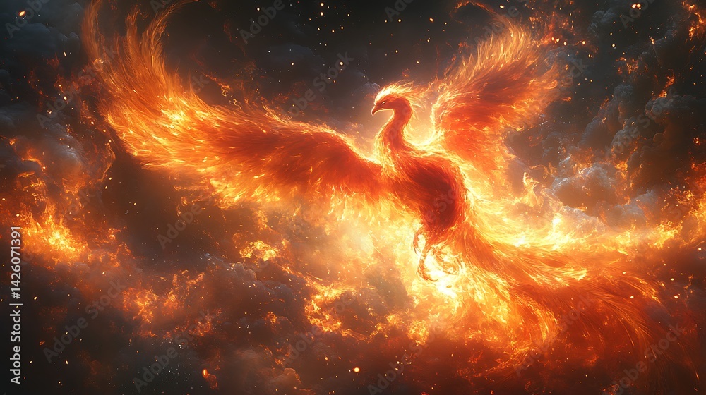 Mythical phoenix engulfed divine flames images Mythical phoenix engulfed divine flames images