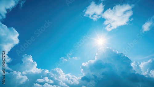 Scenic view of blue sky with cumulus clouds
