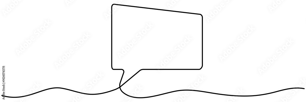 Speech bubble shape continuous line drawn. Communication concept. Chat symbol. Vector illustration isolated on white. Speech bubble shape continuous line drawn. Communication concept. Chat symbol. Vector illustration isolated on white.