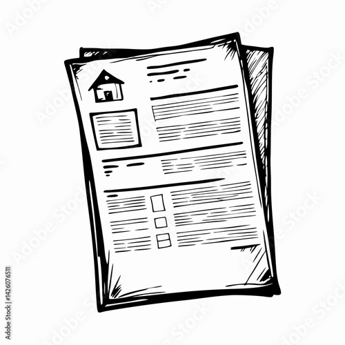 Hand-drawn house application form template showcasing important sections for housing applications, representing administrative processes in home ownership.