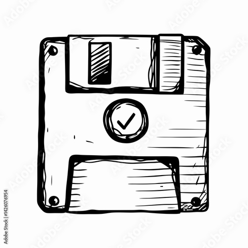 Classic floppy disk illustration representing data storage and nostalgia in a digital age, emphasizing retro technology and simplicity.