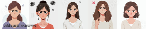 set vector people with wrinkled eyes Showing dislike