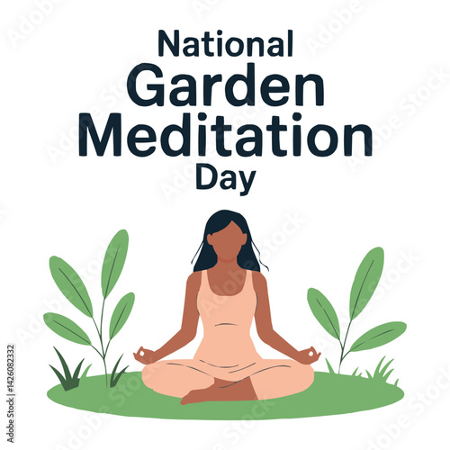 Peaceful Garden Meditation Day USA Vector Flat Nature Illustration Design