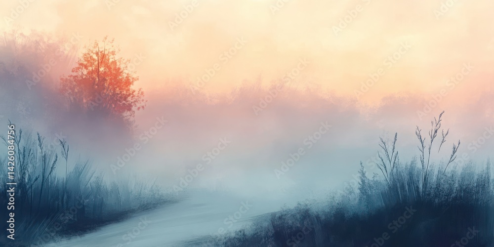 Naklejka premium fog path rise, pastel stroke, background