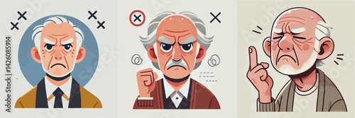 set vector people with wrinkled eyes Showing dislike