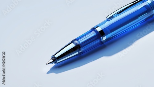 Bird's-eye view of a grip-enhanced transparent ballpoint pen for writing