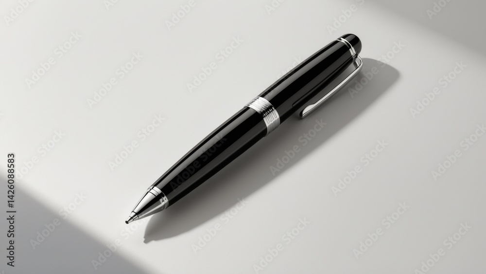 Black ballpoint pen resting on a background Black ballpoint pen resting on a background