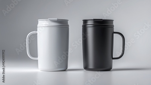 Obraz na płótnie Isolated black and white mug mockup featuring coffee on background w salonie