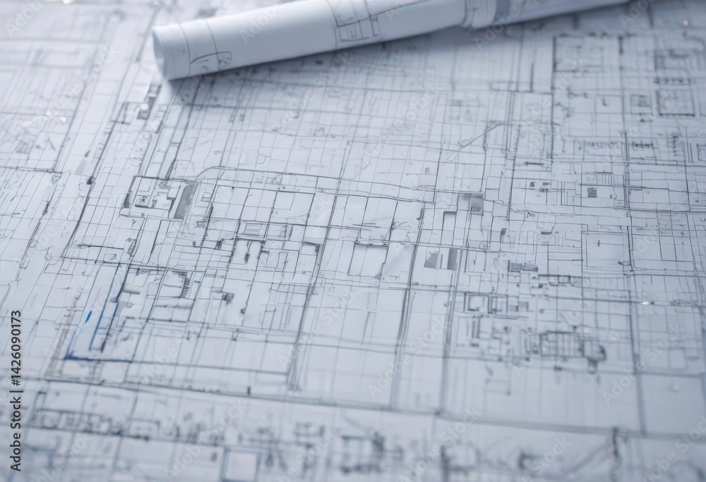 Blueprint photo mockup; grid overlay, architectural design, construction, engineering, technical drawing, plan, image, design, technical Blueprint photo mockup; grid overlay, architectural design, construction, engineering, technical drawing, plan, image, design, technical