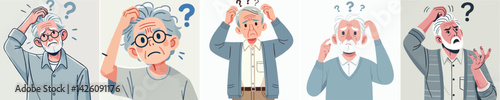 set vector people scratching their heads in a confused gesture