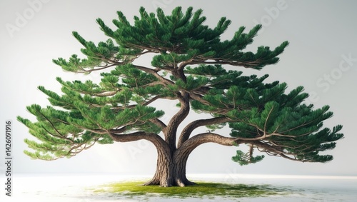 Pine Tree on a White Background, Isolated photo