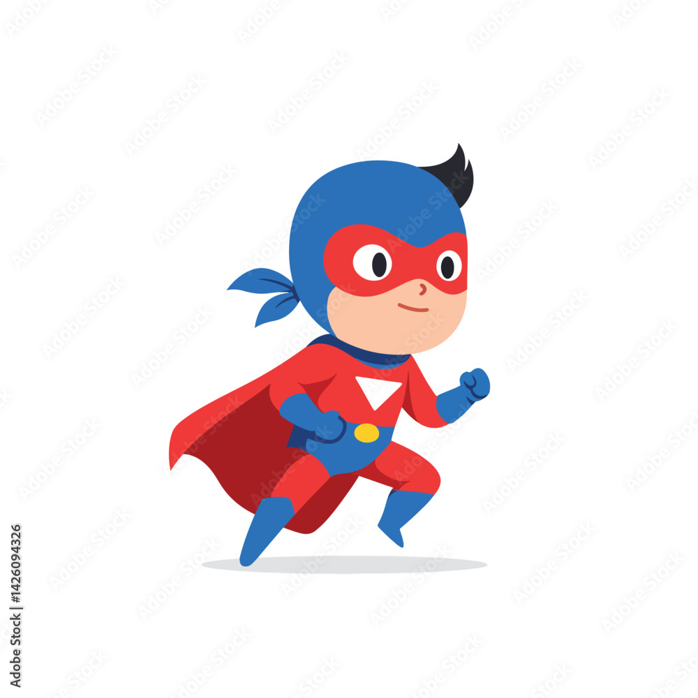 Fototapeta premium Running Chibi Superhero Boy Illustration